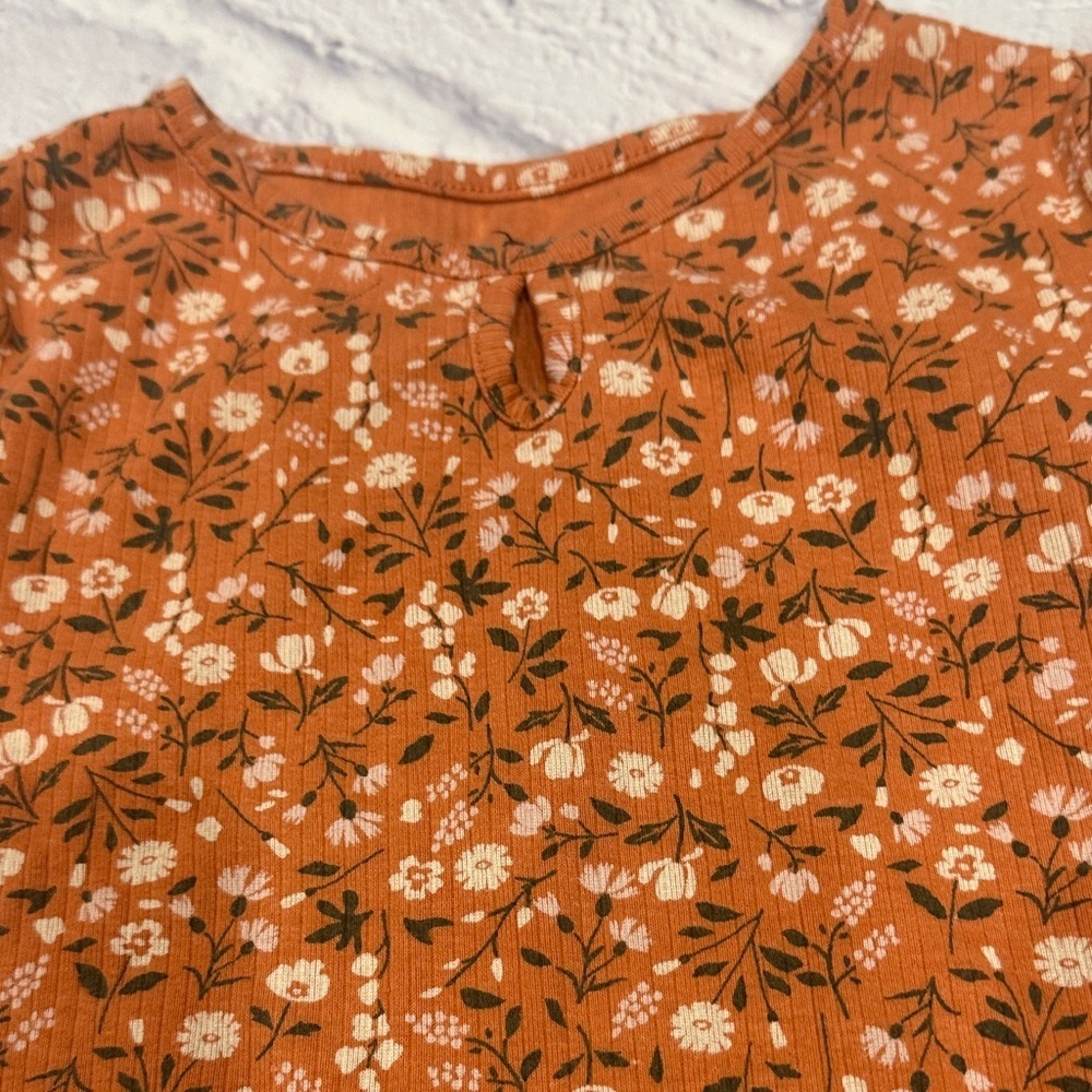 Floral Orange Short Sleeve Dress - Picture 2 of 5
